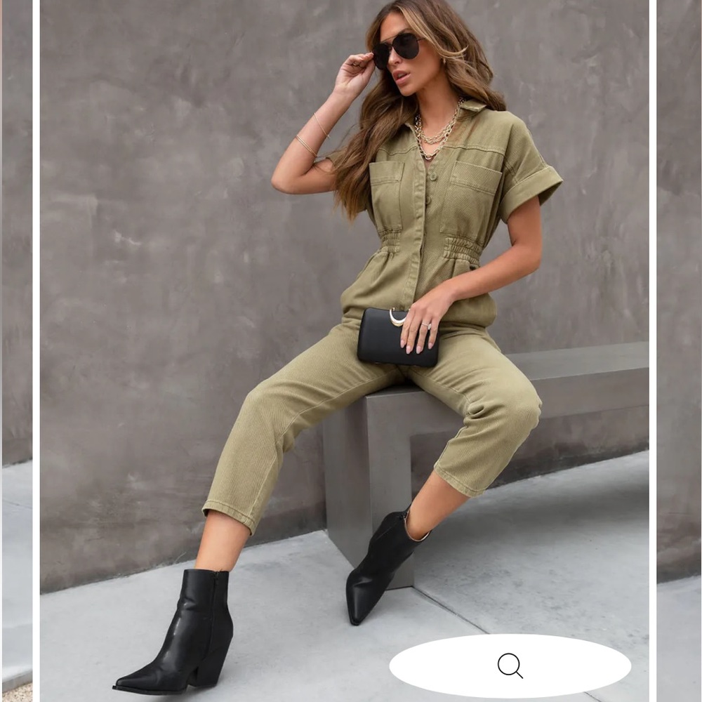 June pocketed utility jumpsuit olive green XS - Sold Out on Vici!